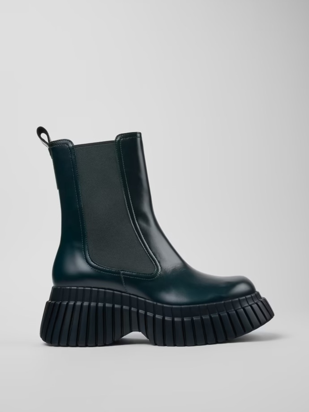 Green leather chelsea boots